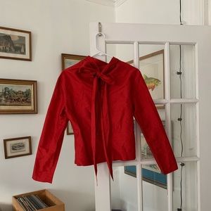 100% Silk Long Sleeve Shirt with Back Bow - Size 8